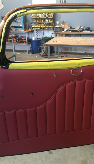 1934 Ford 3 window coupe door upholstered